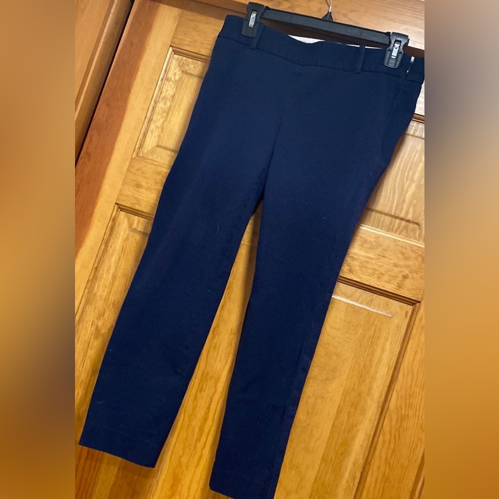 J. Crew Stretch Navy Pant Side zip Belt Loops, Back Pockets Flat Front 4